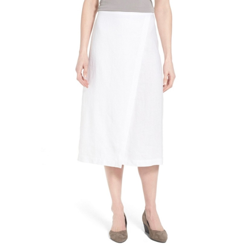 Eileen Fisher 100% Organic Linen White Skirt Size Small